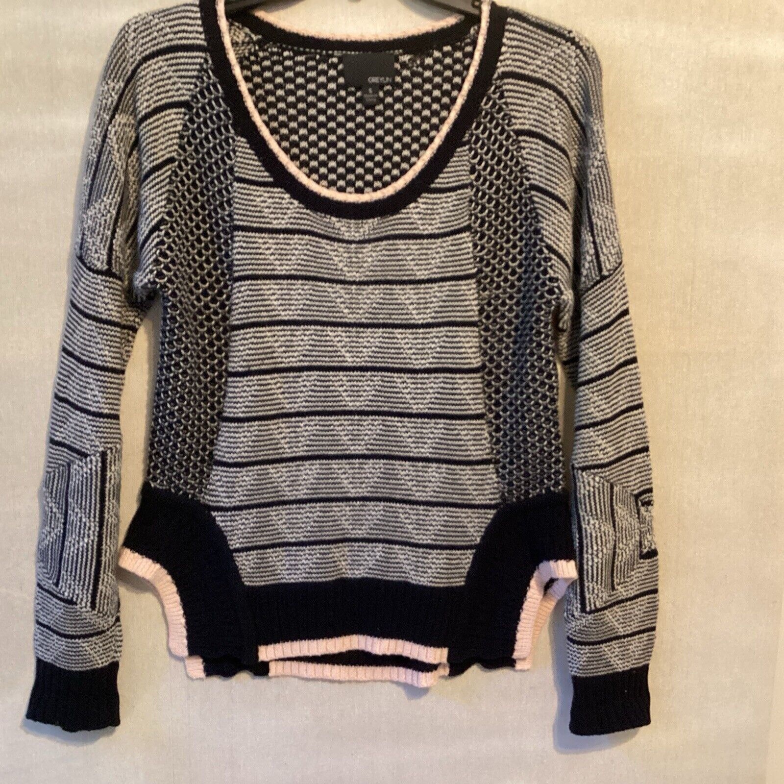 Greylin Sweater Geometric Small Black/White/ Pink